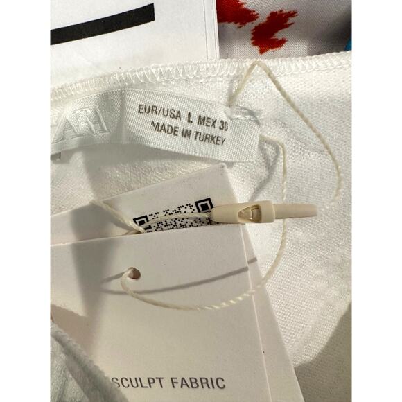 Zara Stretch Square Neck Sculpt Fabric Oyster White L - Picture 14 of 15